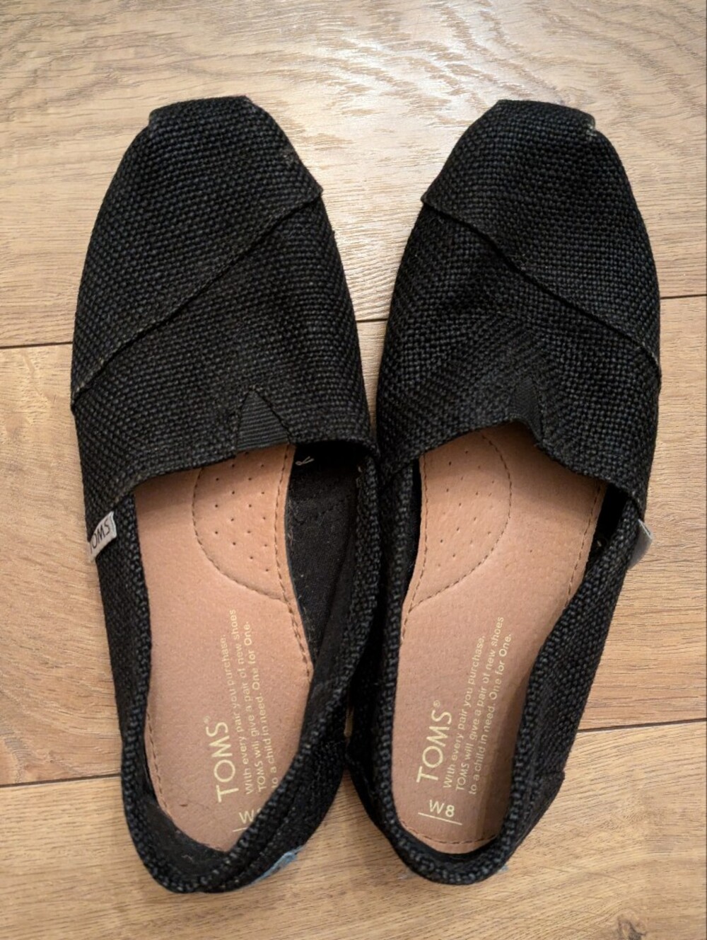 Toms Women's Black Burlap Slip-On Flats